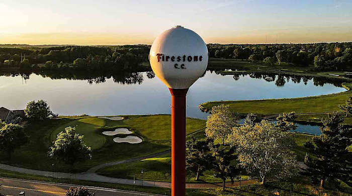 The famous Firestone CC water tower in Akron, Ohio.